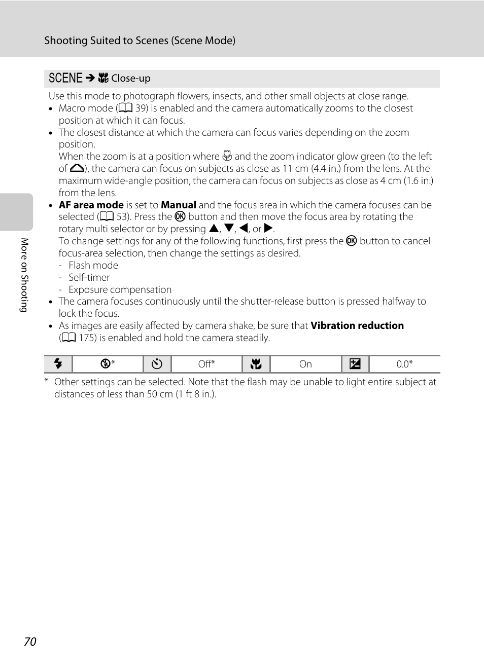 A 70), Up (a 70) | Nikon S9050 User Manual | Page 82 / 232