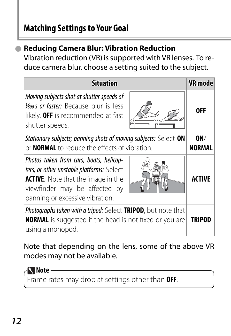 12 matching settings to your goal | Nikon D4 User Manual | Page 16 / 76