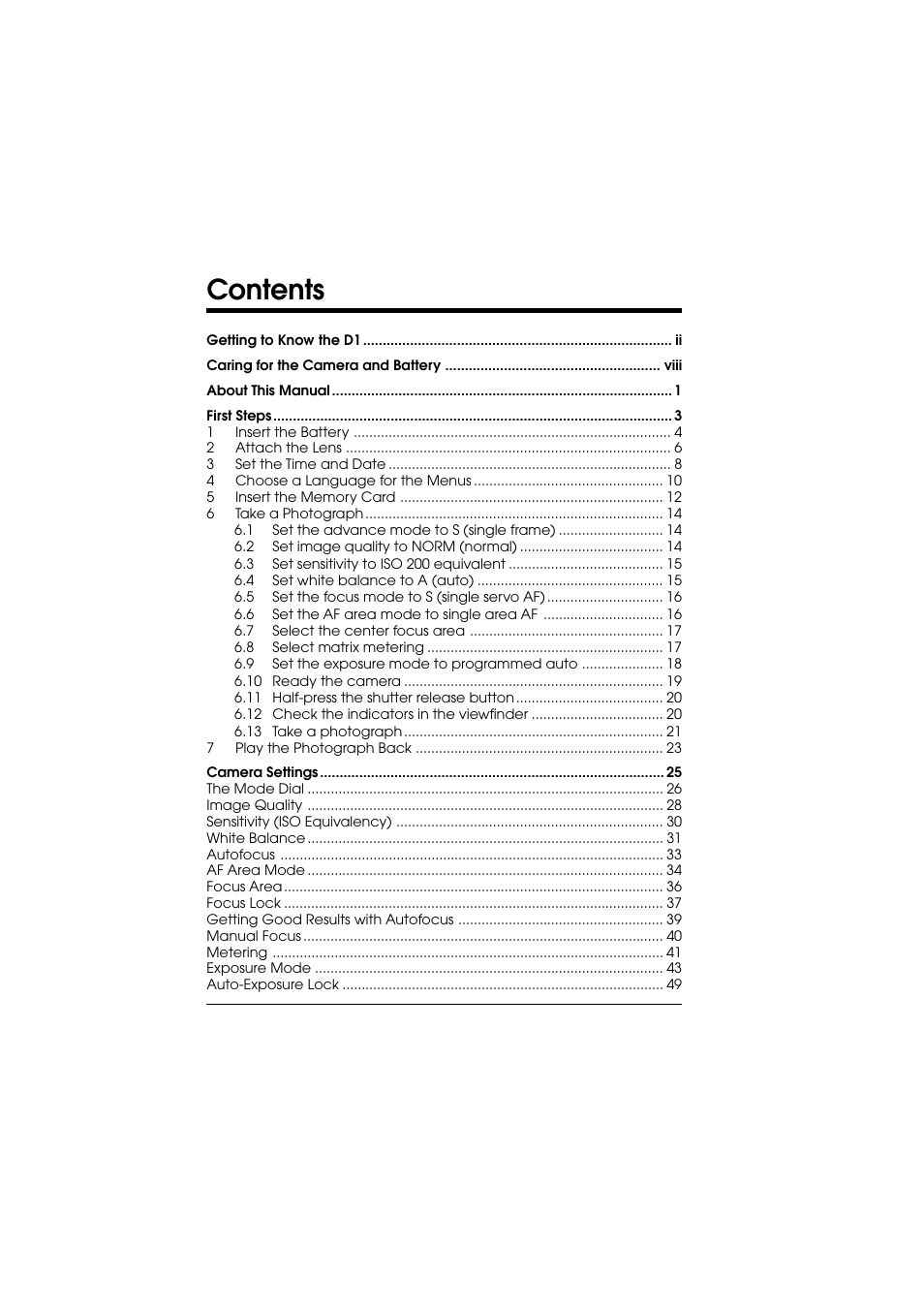 Nikon D1 User Manual | Page 11 / 144
