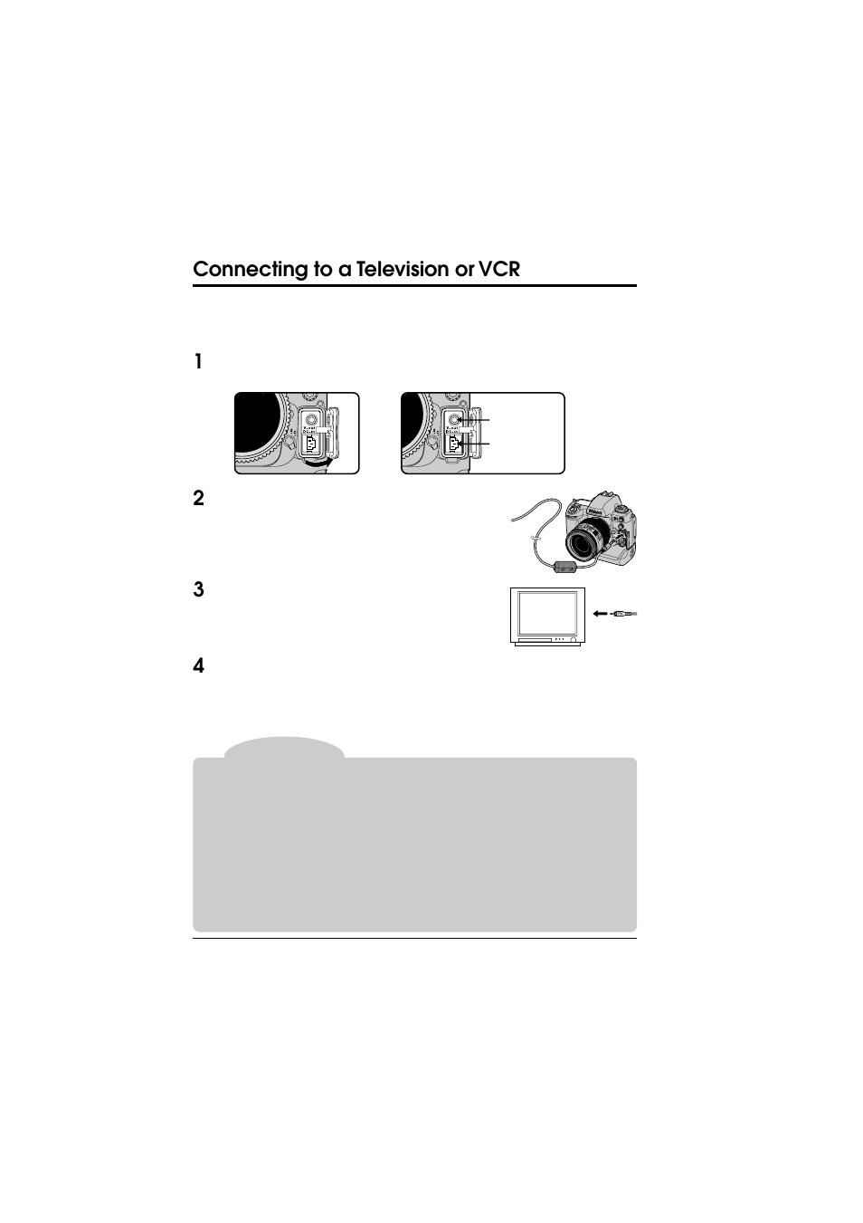 Connecting to a television or vcr | Nikon D1 User Manual | Page 115 / 144