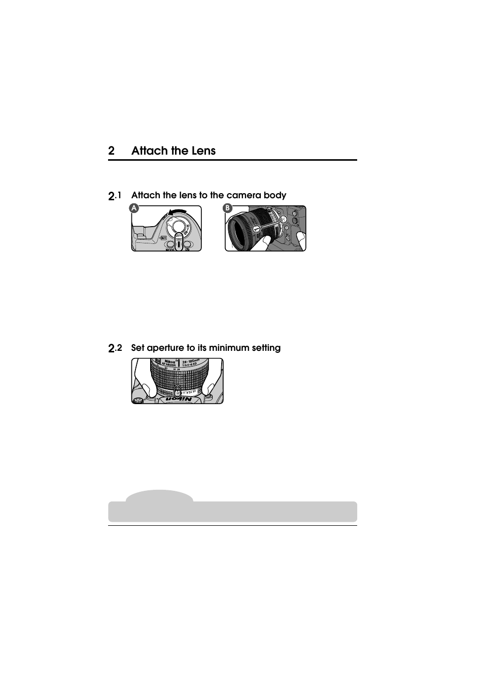 2attach the lens | Nikon D1 User Manual | Page 19 / 144