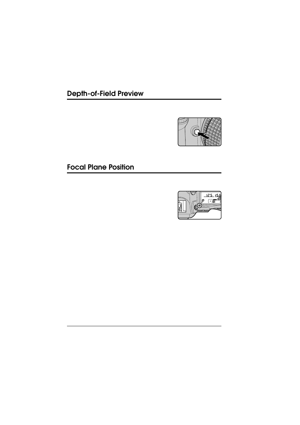 Depth-of-field preview, Focal plane position | Nikon D1 User Manual | Page 77 / 144
