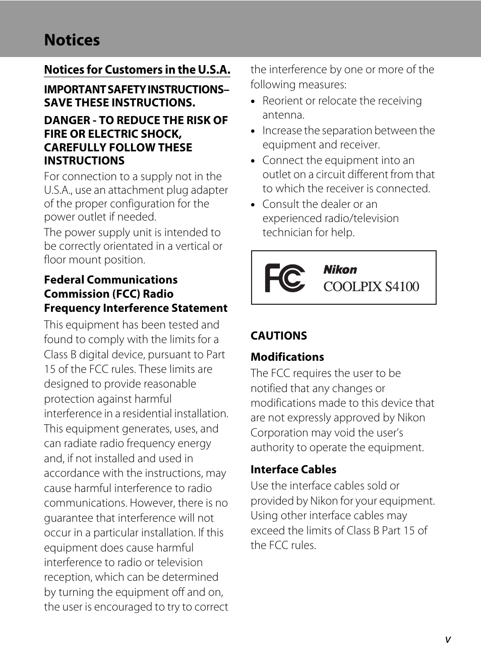 Notices | Nikon S4100 User Manual | Page 7 / 208