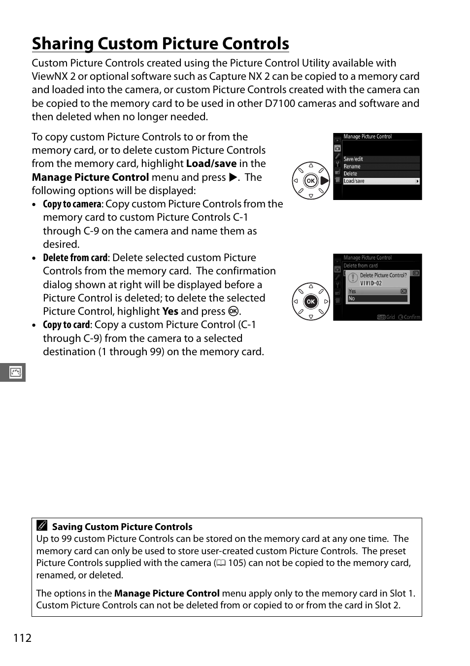 Sharing custom picture controls | Nikon D7100 User Manual | Page 140 / 384