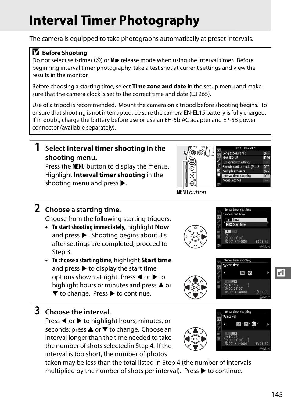 Interval timer photography | Nikon D7100 User Manual | Page 173 / 384