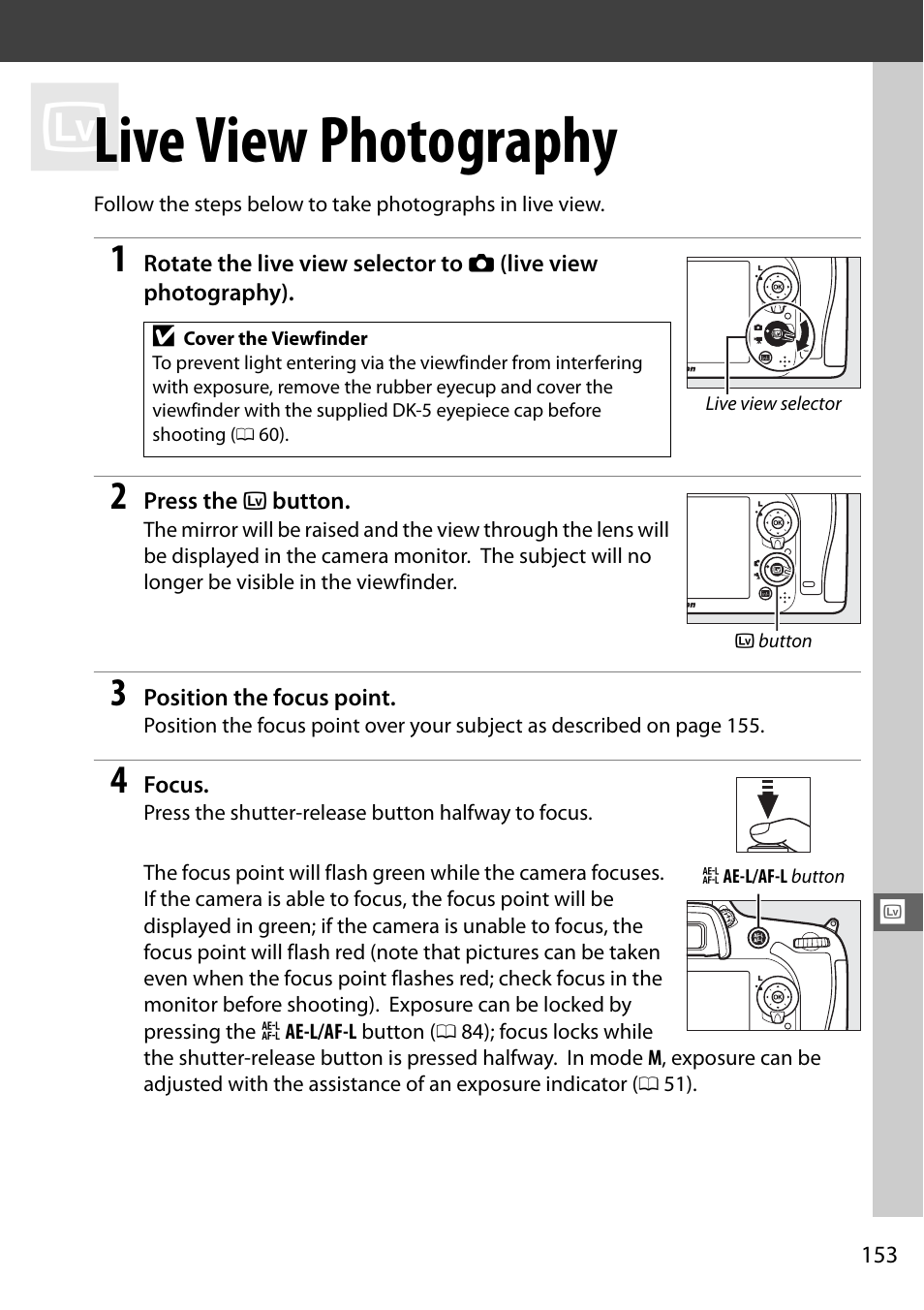 Live view photography, 0 153), white bala, 0 153), or mo | Nikon D7100 User Manual | Page 181 / 384