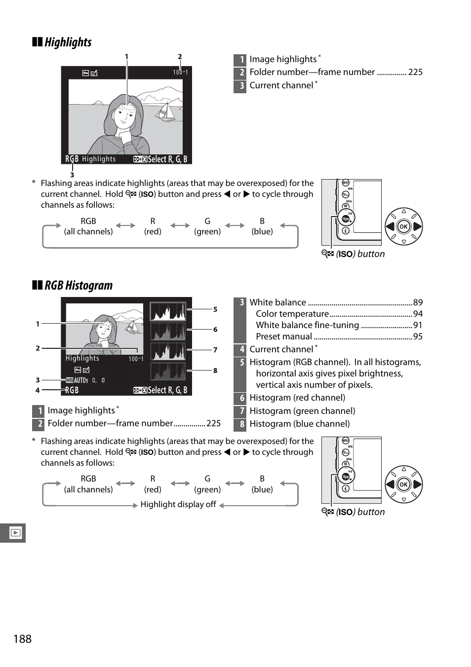 Highlights ❚❚ rgb histogram | Nikon D7100 User Manual | Page 216 / 384