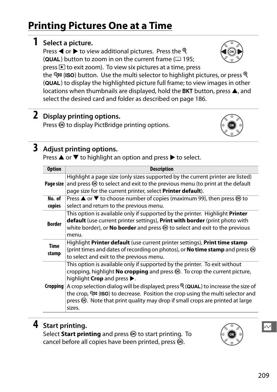 Printing pictures one at a time | Nikon D7100 User Manual | Page 237 / 384