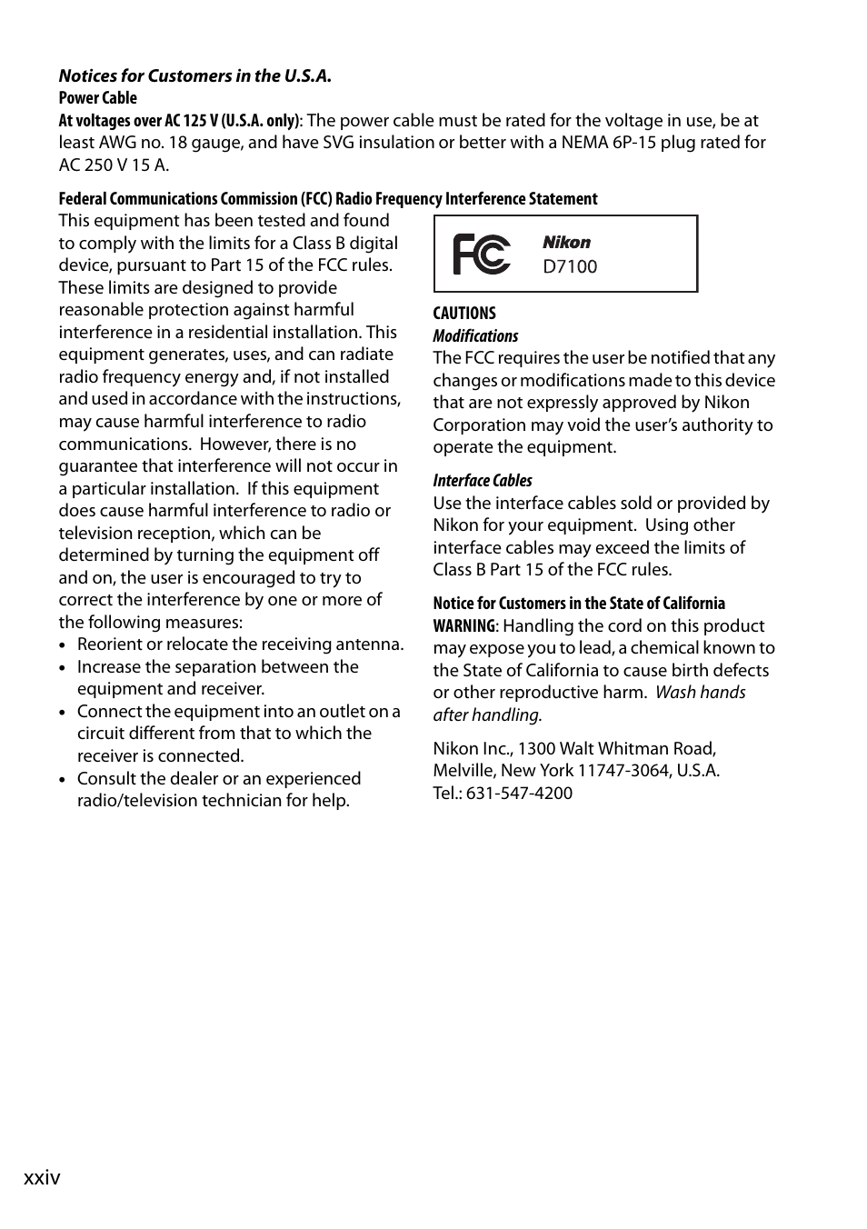 Xxiv | Nikon D7100 User Manual | Page 26 / 384