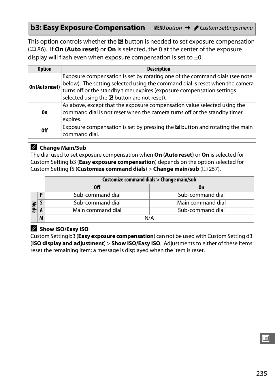 B3: easy exposure compensation | Nikon D7100 User Manual | Page 263 / 384