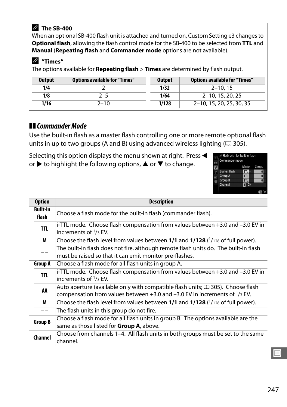 Commander mode | Nikon D7100 User Manual | Page 275 / 384