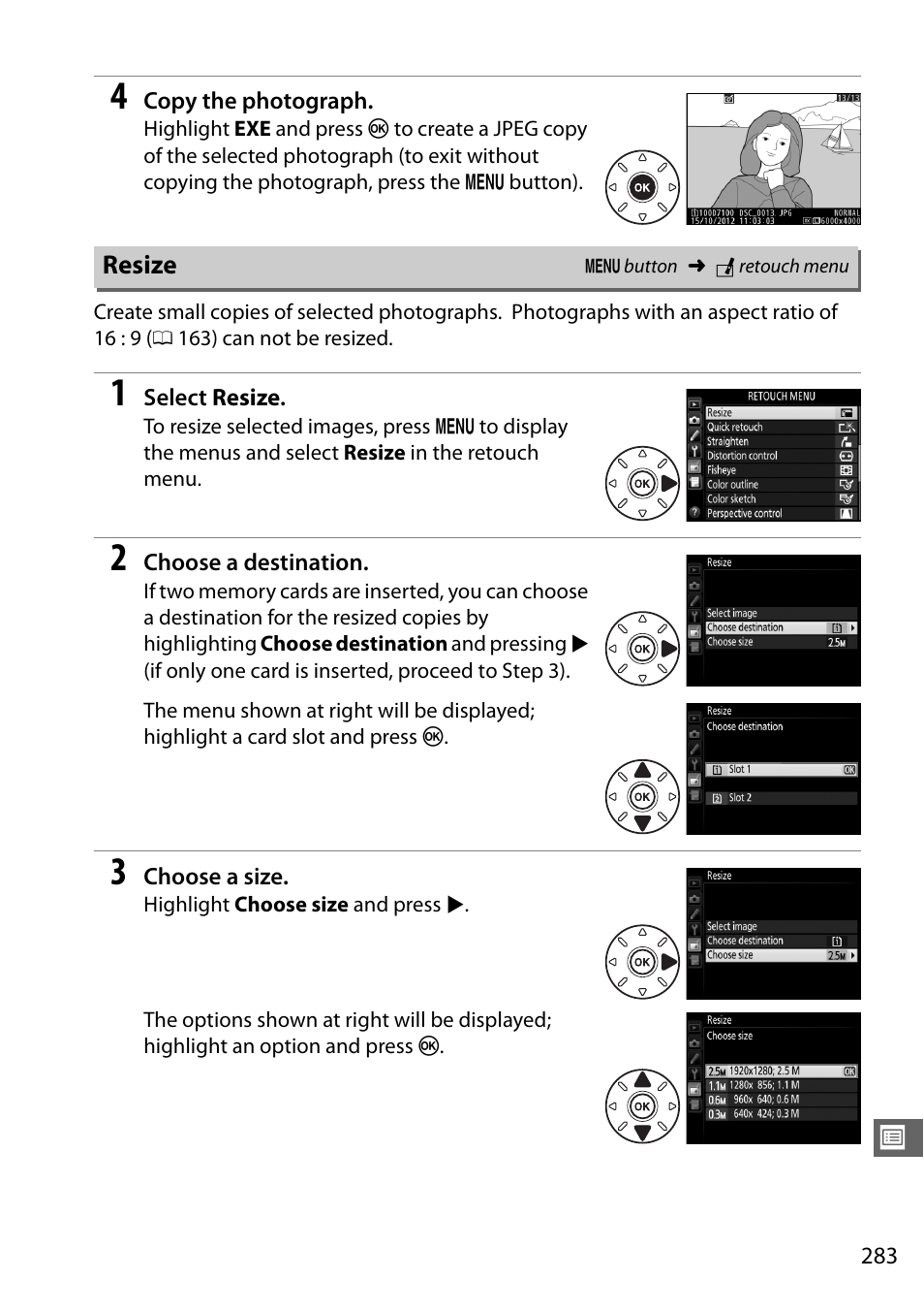 Resize | Nikon D7100 User Manual | Page 311 / 384