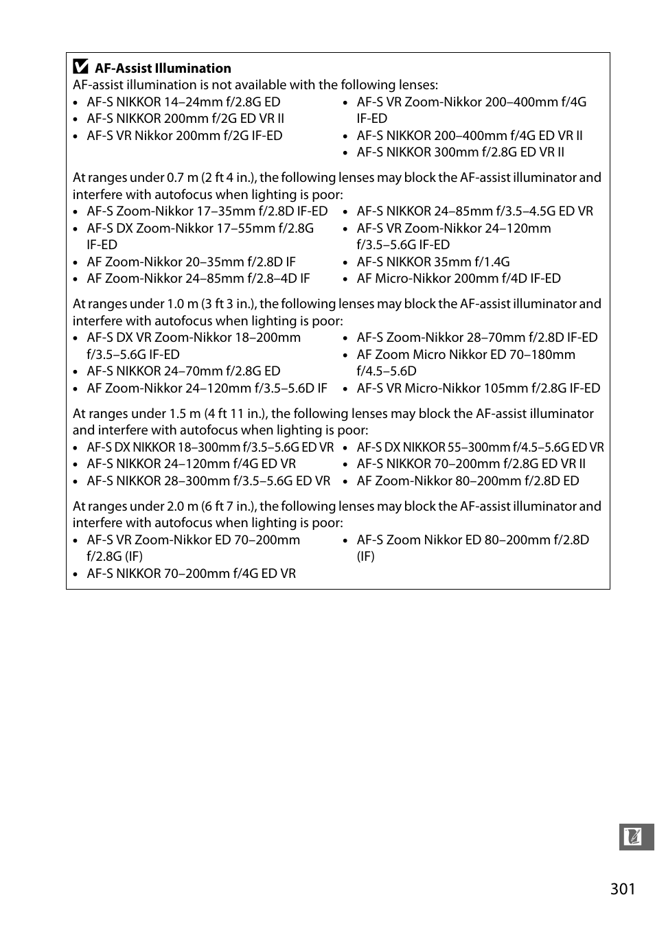 301 f | Nikon D7100 User Manual | Page 329 / 384