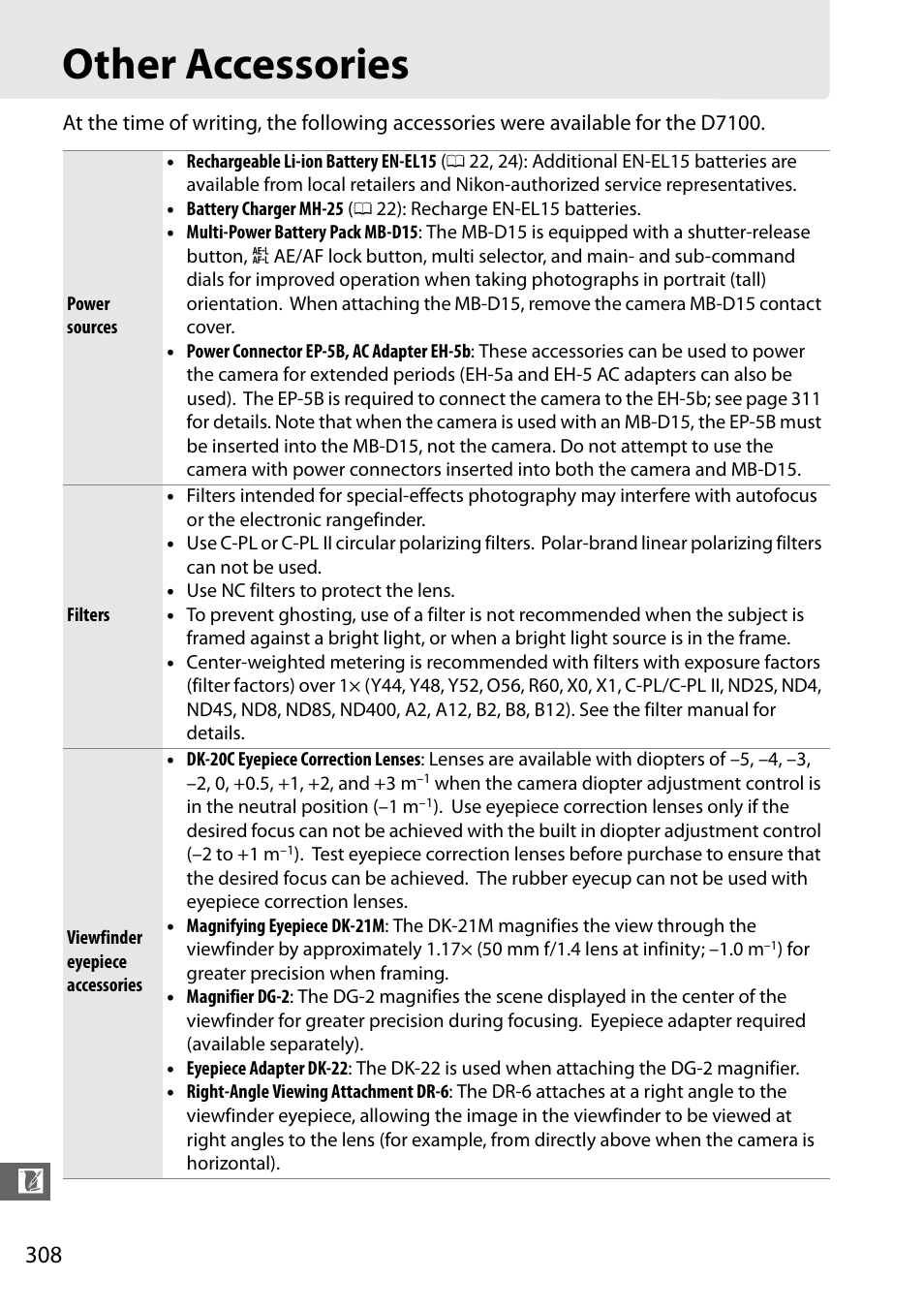 Other accessories, Es (0 308) | Nikon D7100 User Manual | Page 336 / 384