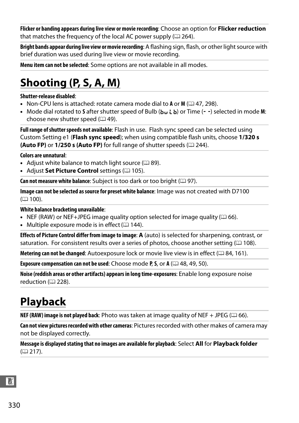 Shooting (p, s, a, m), Playback, Shooting ( p, s, a, m ) playback | Shooting (p, s, a, m) playback | Nikon D7100 User Manual | Page 358 / 384