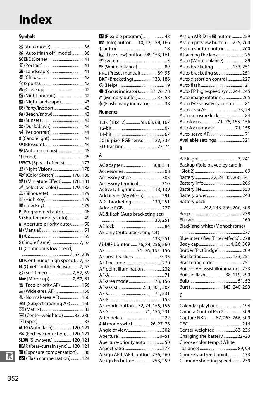 Index | Nikon D7100 User Manual | Page 380 / 384