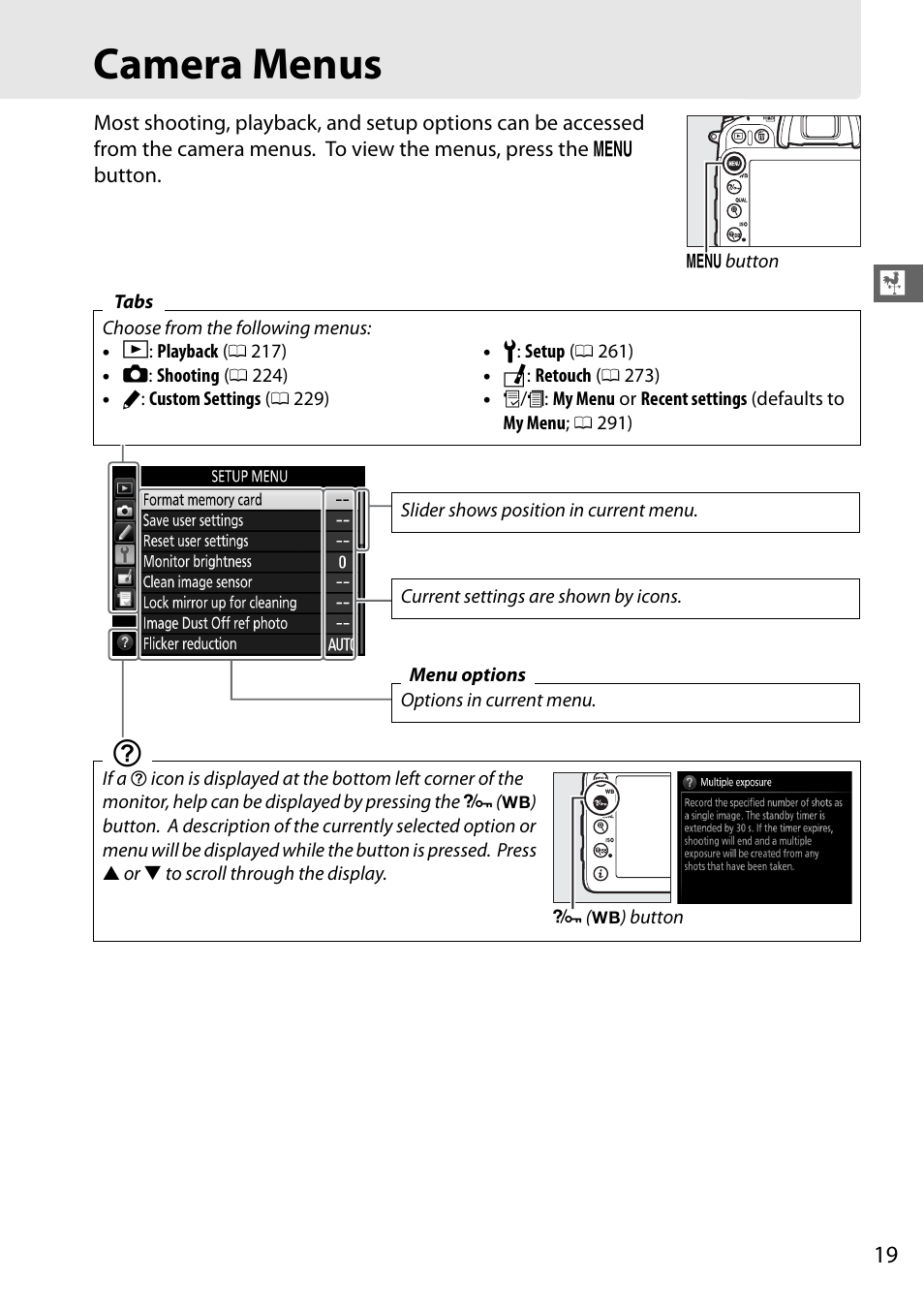 Camera menus | Nikon D7100 User Manual | Page 47 / 384