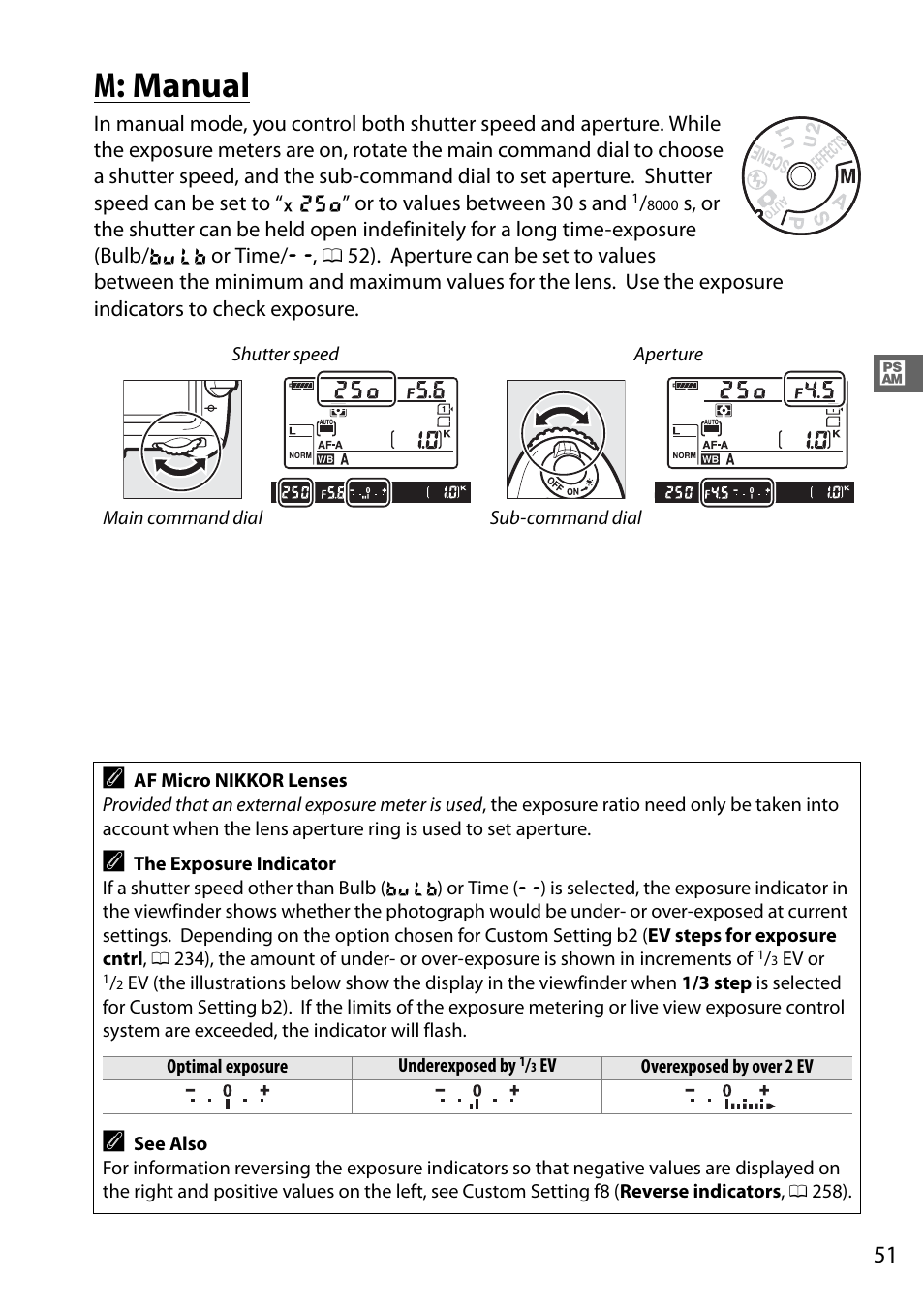 M: manual, Manual, 0 51): u | Nikon D7100 User Manual | Page 79 / 384