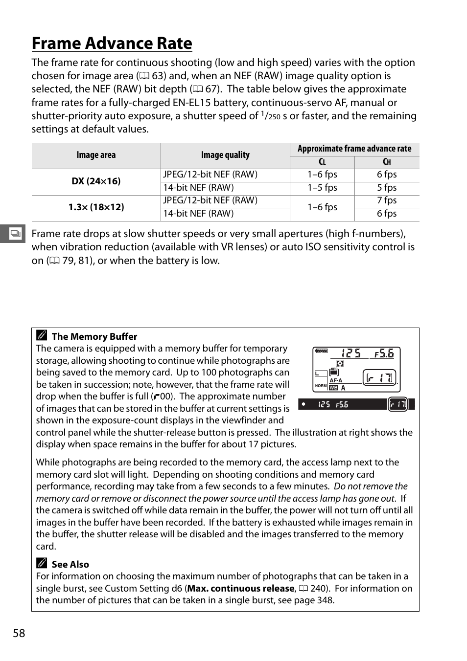 Frame advance rate | Nikon D7100 User Manual | Page 86 / 384