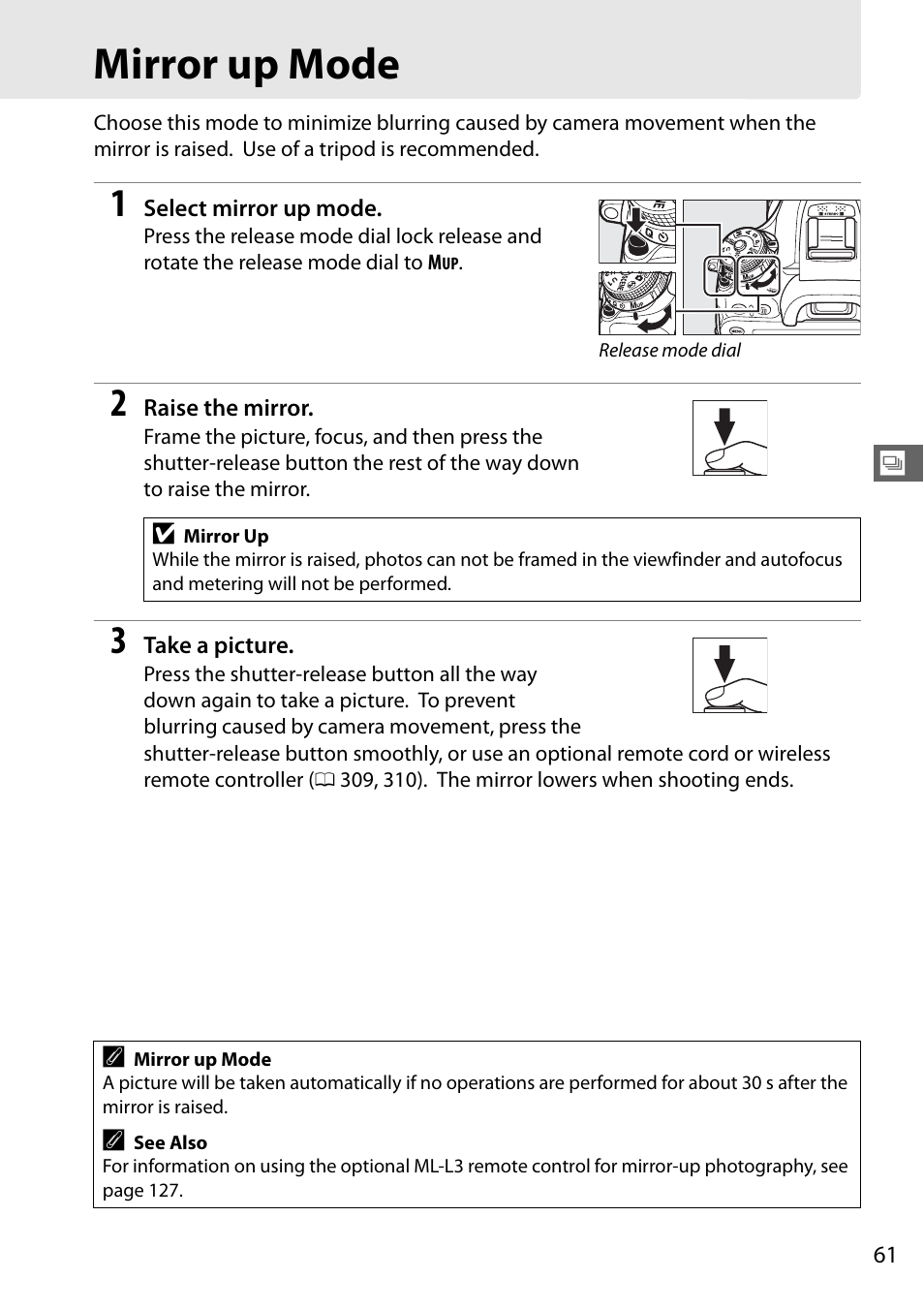 Mirror up mode | Nikon D7100 User Manual | Page 89 / 384