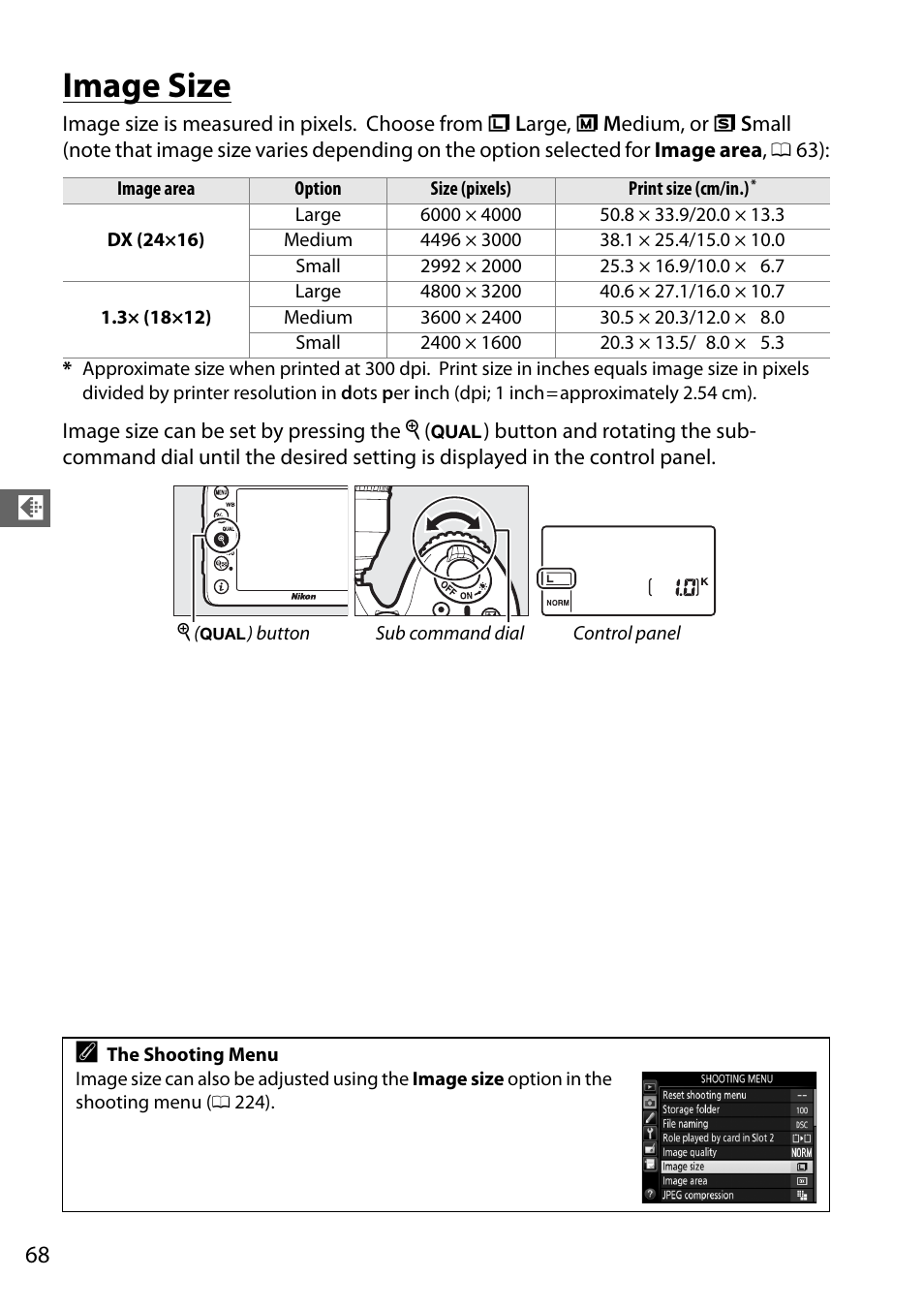 Image size | Nikon D7100 User Manual | Page 96 / 384