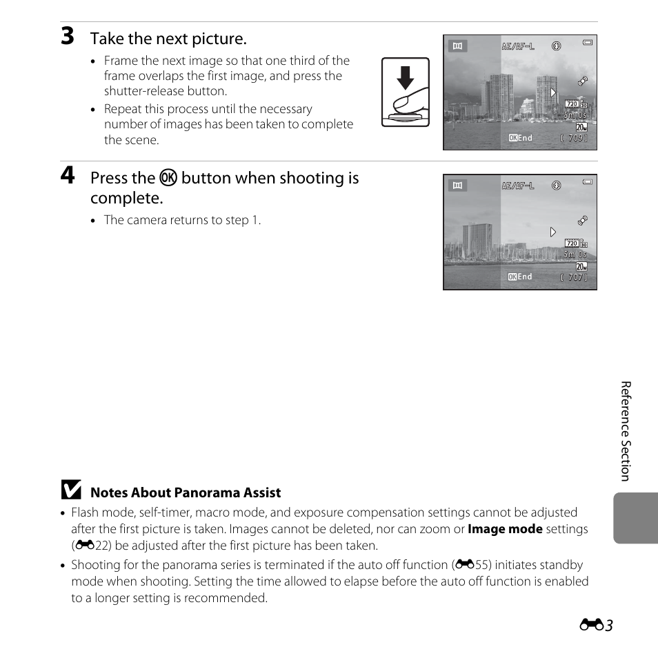 Take the next picture, Press the k, Button when shooting is complete | Nikon L28 User Manual | Page 107 / 200