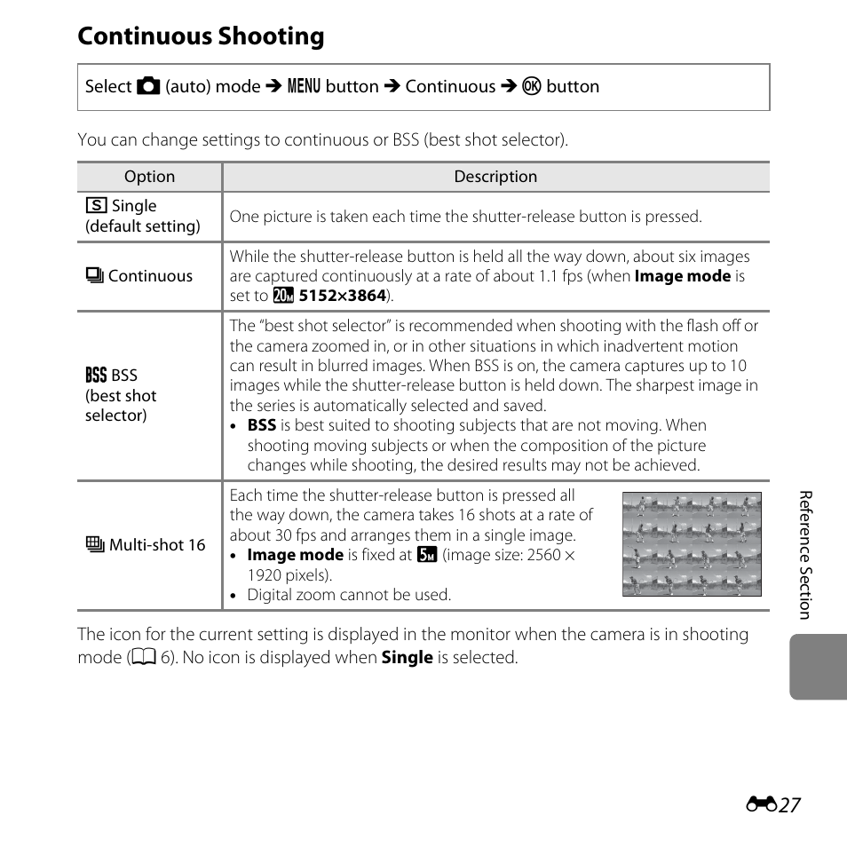 Continuous shooting | Nikon L28 User Manual | Page 131 / 200