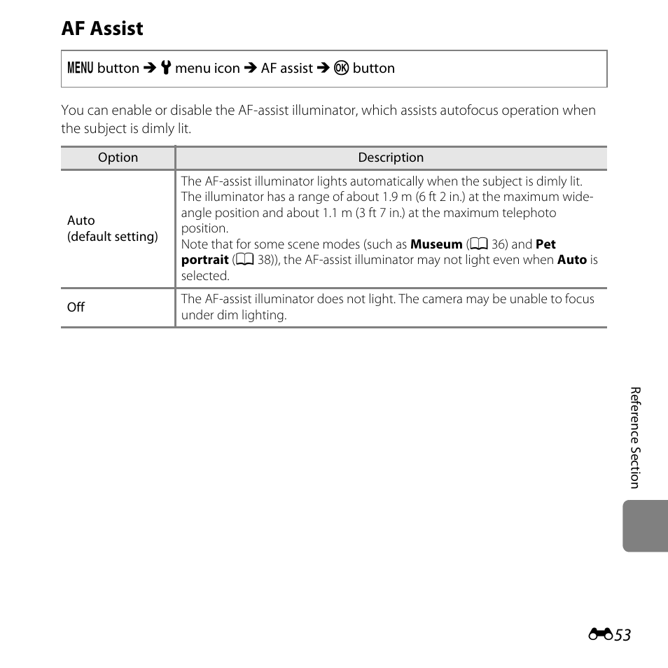 Af assist | Nikon L28 User Manual | Page 157 / 200