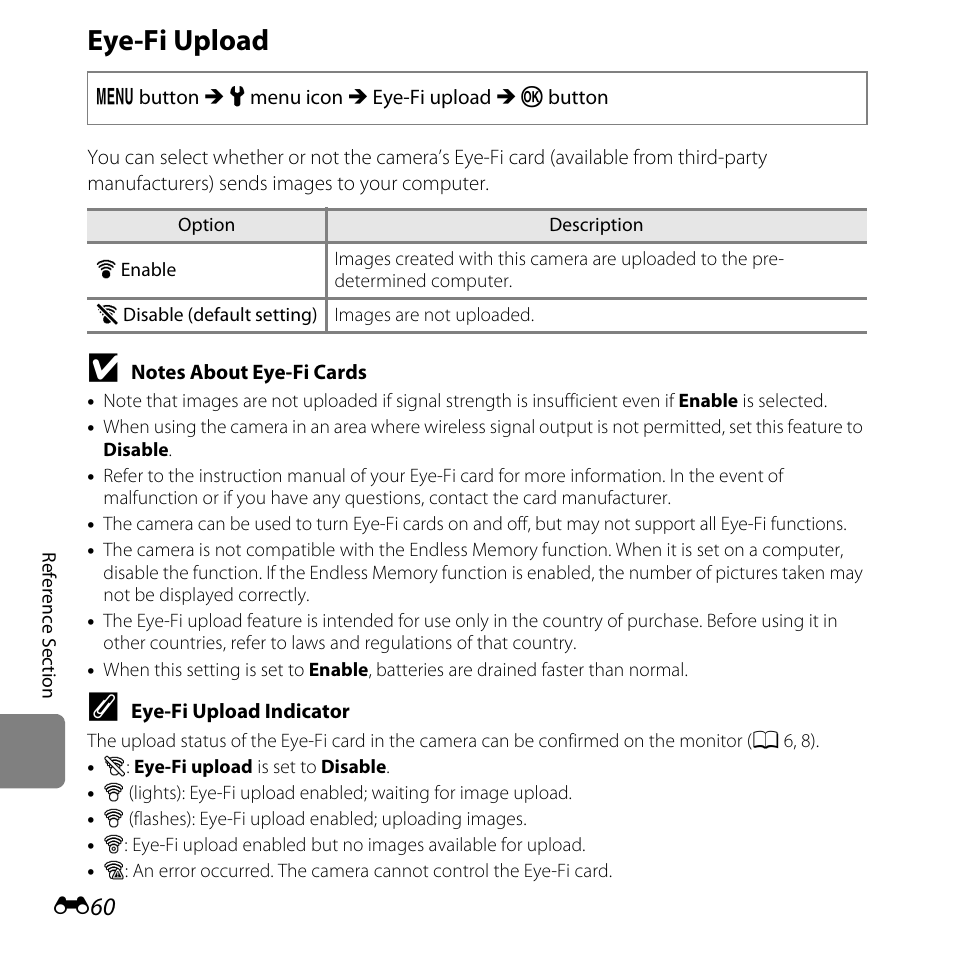 Eye-fi upload | Nikon L28 User Manual | Page 164 / 200