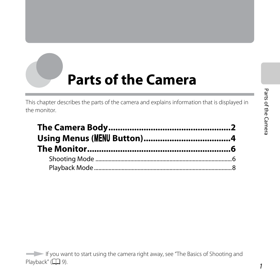 Parts of the camera, A 1) | Nikon L28 User Manual | Page 21 / 200