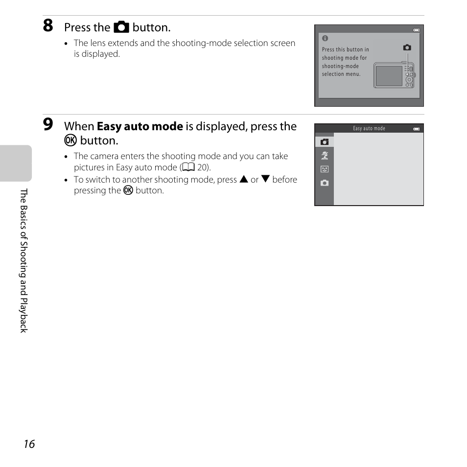 Press the a button | Nikon L28 User Manual | Page 36 / 200