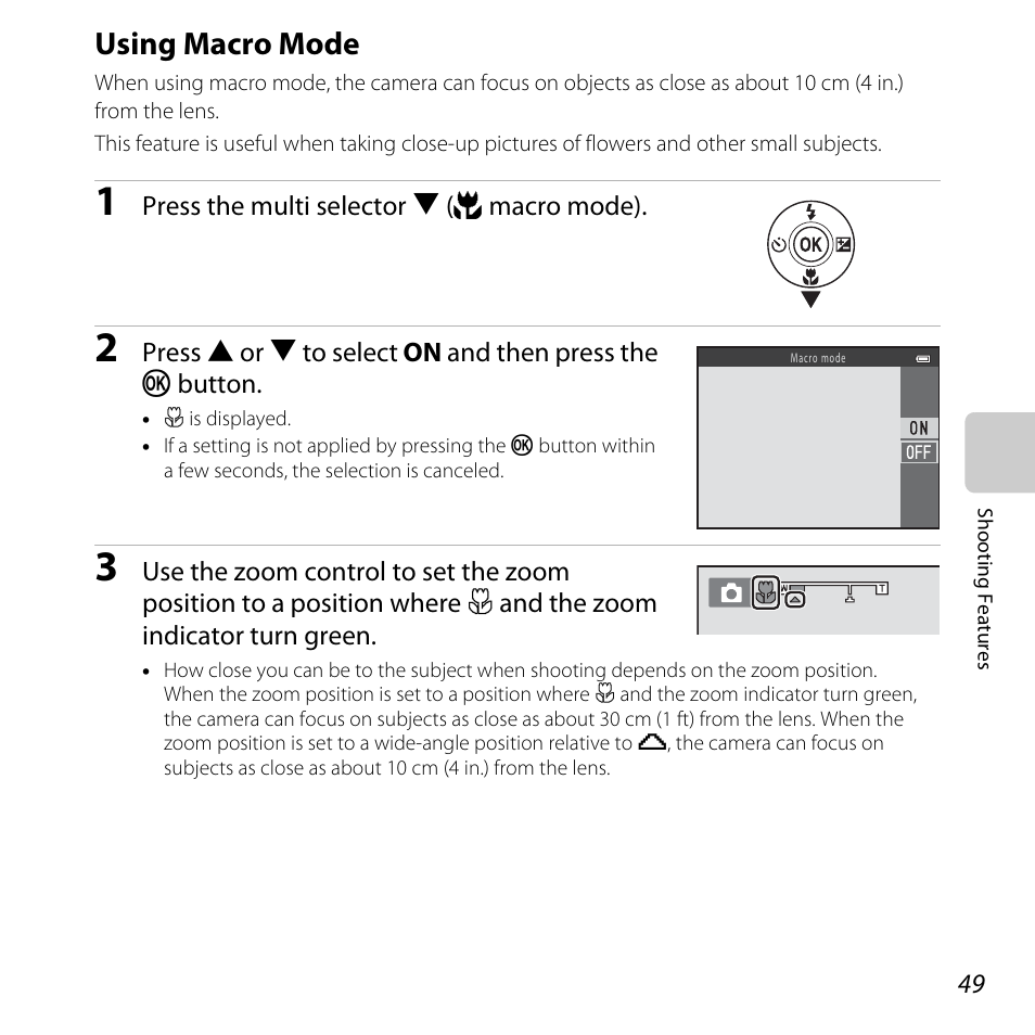 Using macro mode, A 49, A 49) is enable | A 49) is, A 49), and exposur, A 49) | Nikon L28 User Manual | Page 69 / 200