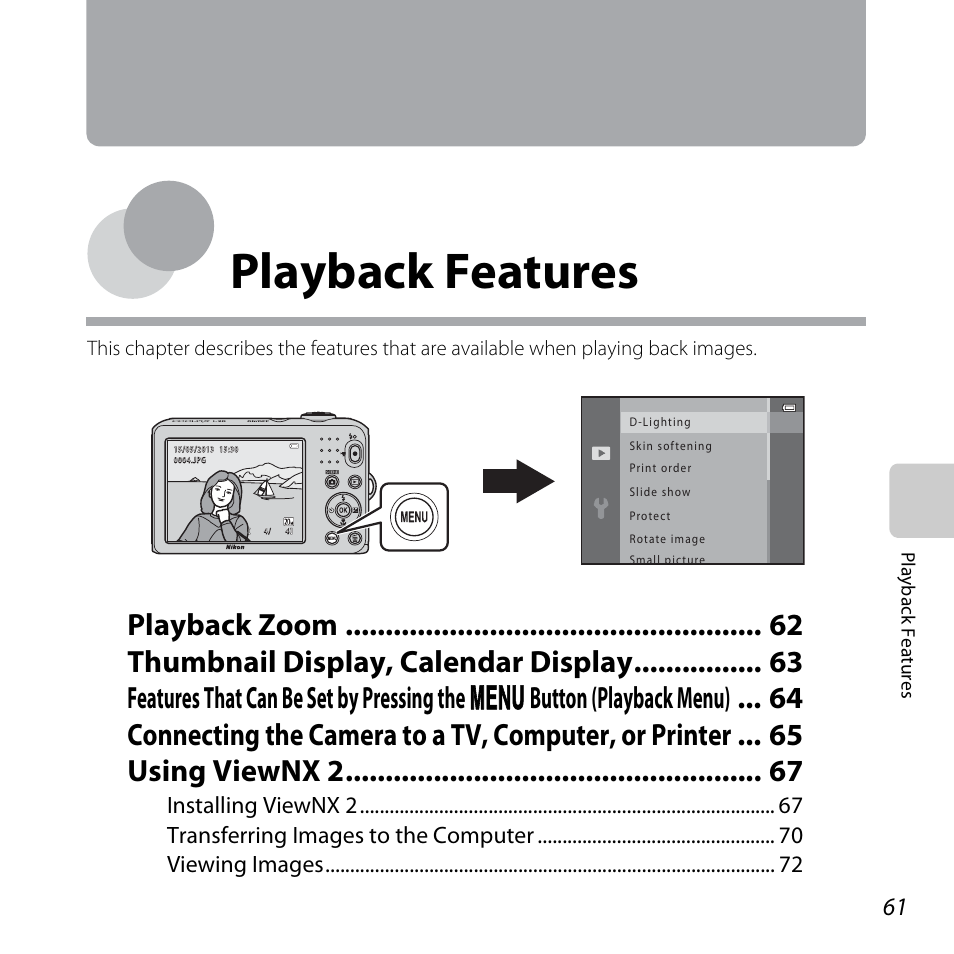Playback features | Nikon L28 User Manual | Page 81 / 200