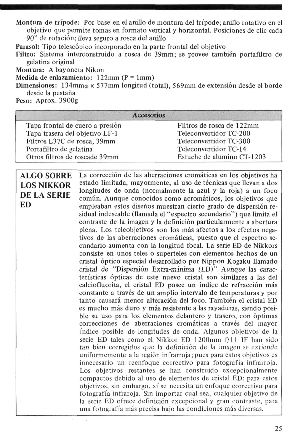 Algo sobre los nikkor de la serie ed | Nikon NIKKOR ED 1200mm f-11 IF User Manual | Page 25 / 30