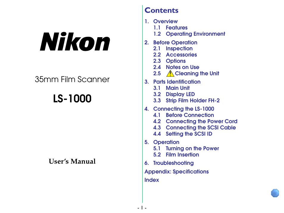 Nikon LS-1000 User Manual | 36 pages