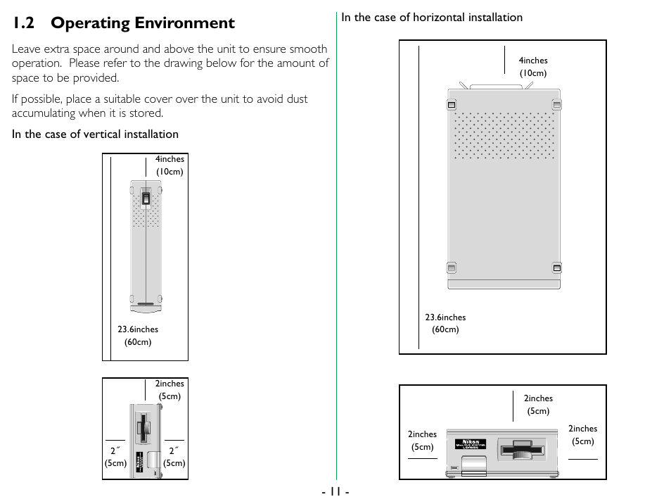 2 operating environment, Operating environment | Nikon LS-1000 User Manual | Page 11 / 36