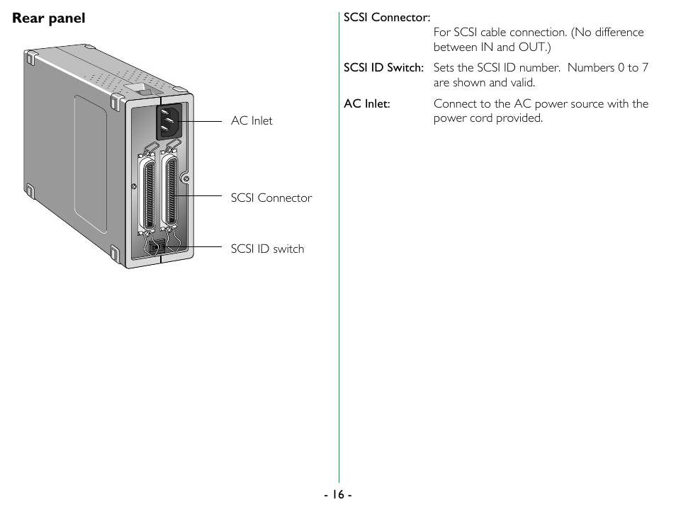 Rear panel | Nikon LS-1000 User Manual | Page 16 / 36