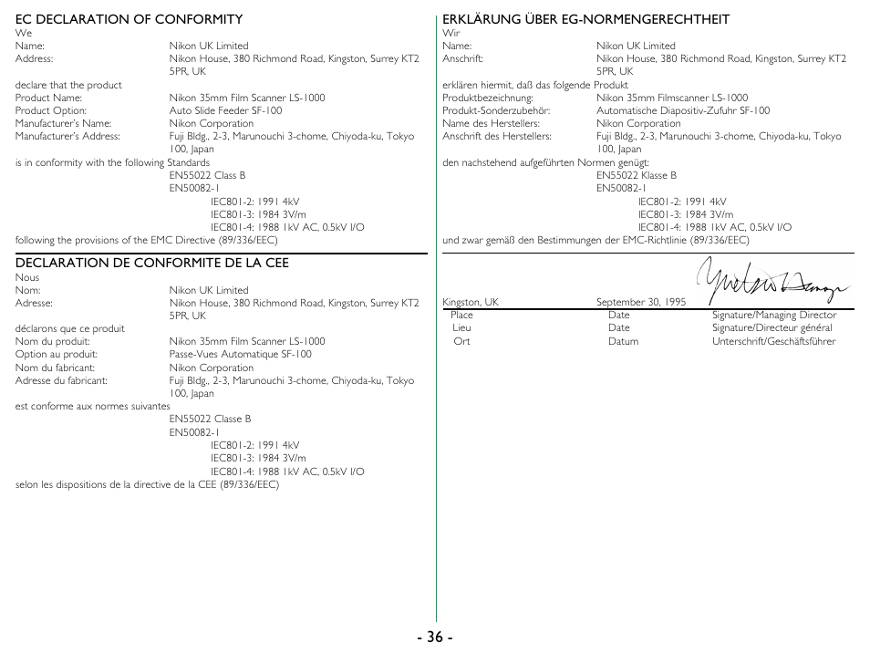 Nikon LS-1000 User Manual | Page 36 / 36