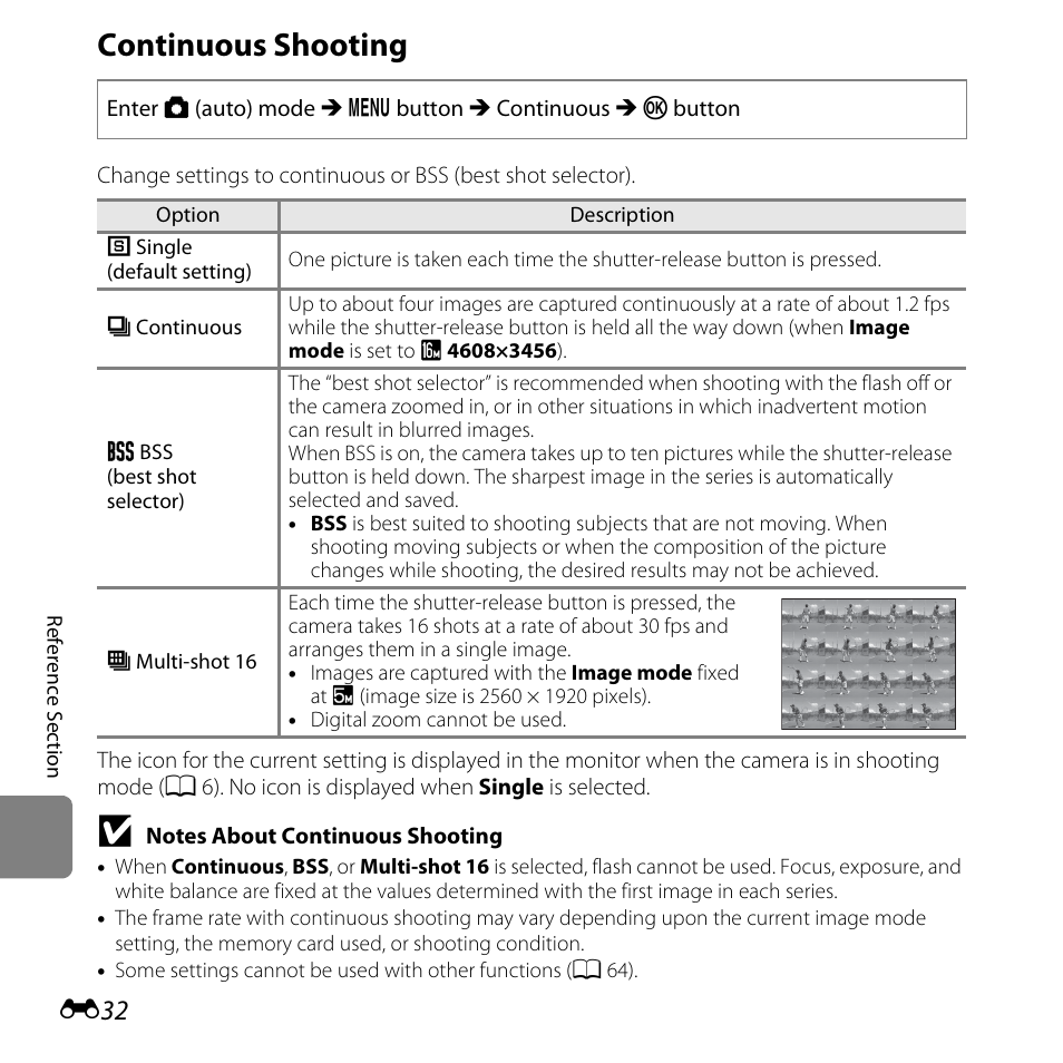 Continuous shooting | Nikon L810 User Manual | Page 142 / 216