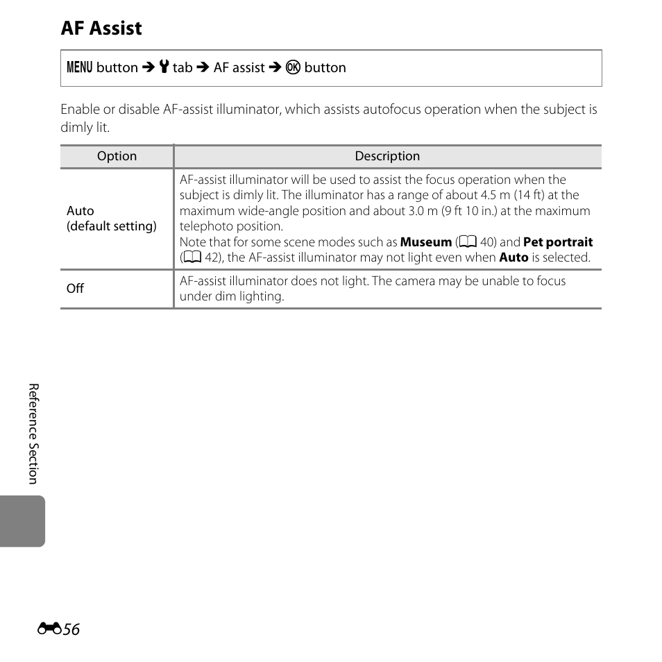 Af assist | Nikon L810 User Manual | Page 166 / 216