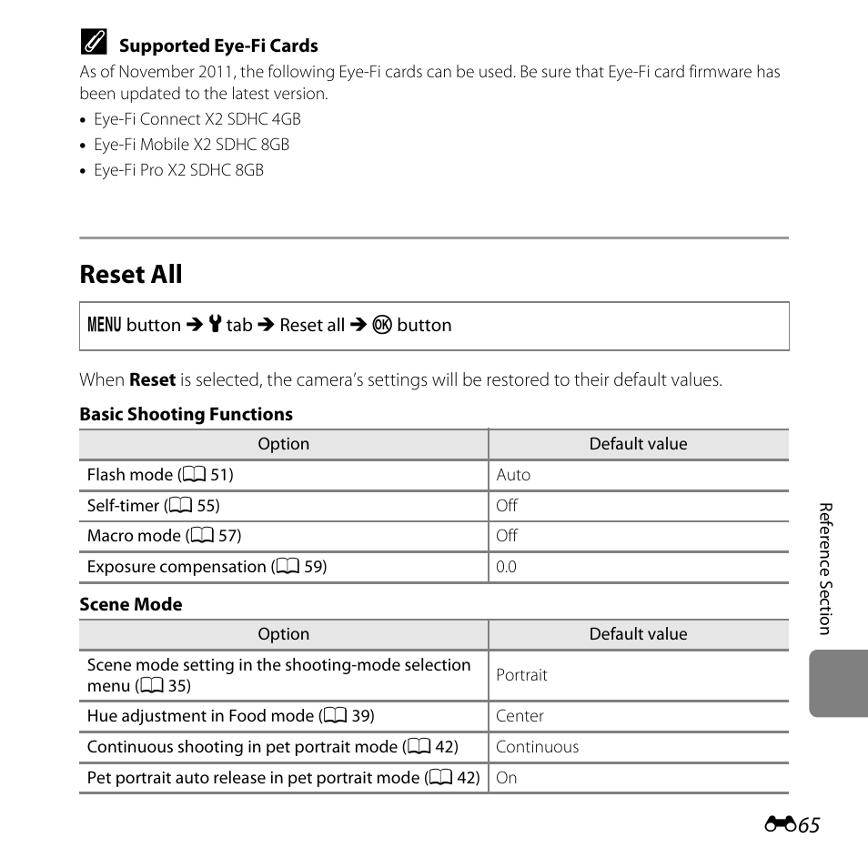 Reset all | Nikon L810 User Manual | Page 175 / 216