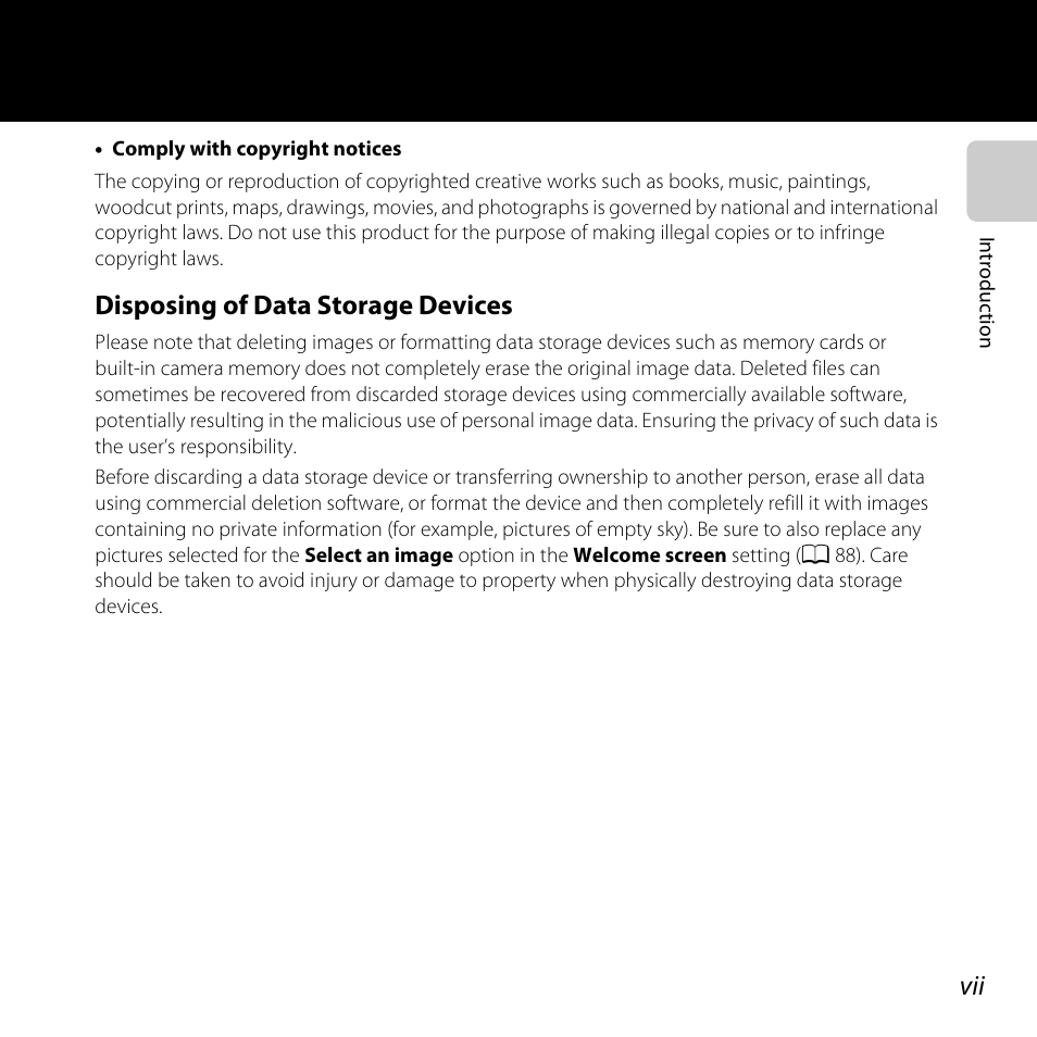 Disposing of data storage devices | Nikon L810 User Manual | Page 9 / 216