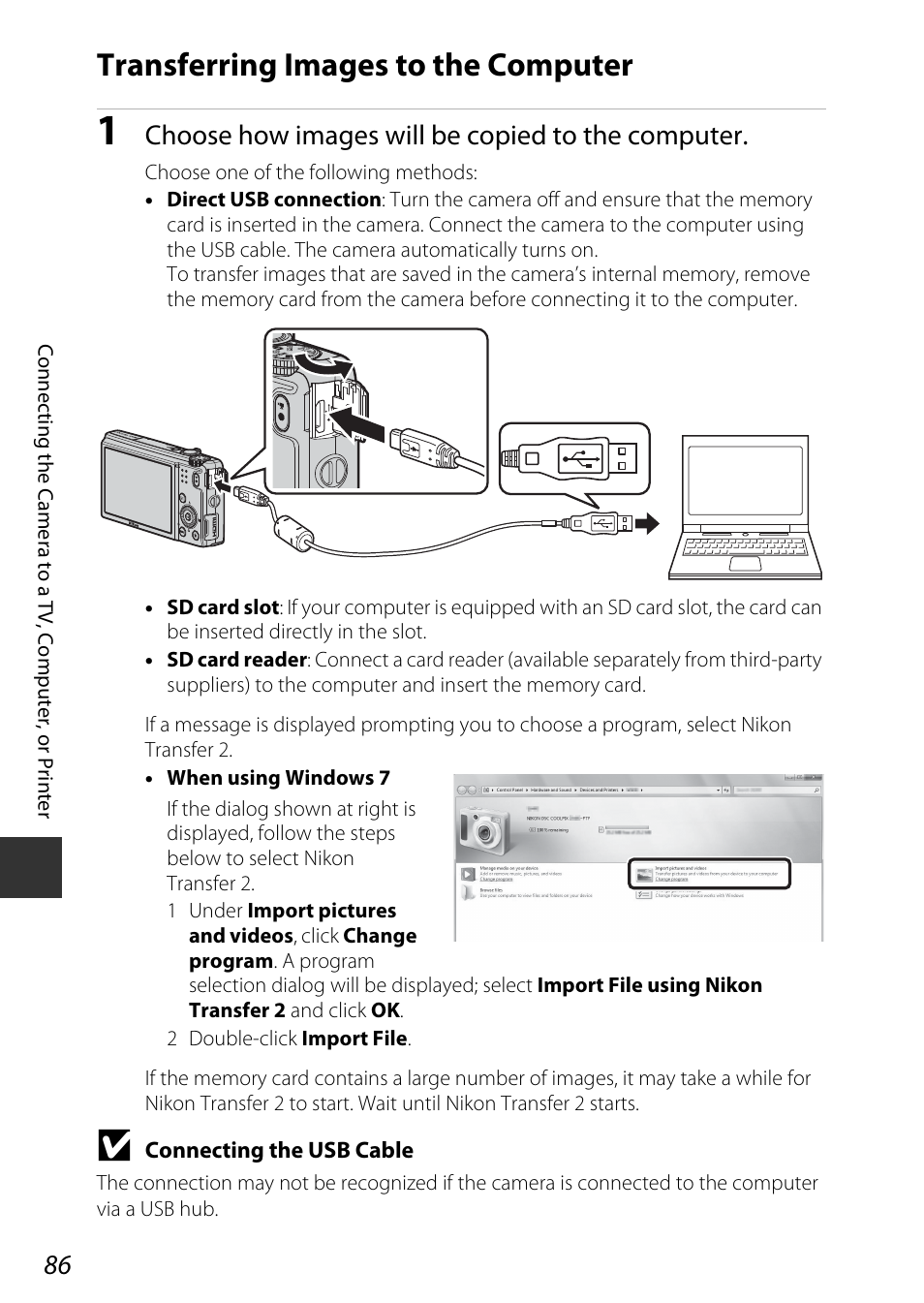 Transferring images to the computer, Choose how images will be copied to the computer | Nikon S9600 User Manual | Page 108 / 226