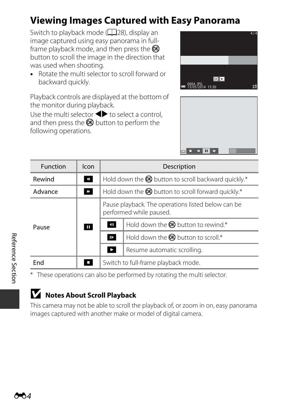 Viewing images captured with easy panorama | Nikon S9600 User Manual | Page 114 / 226