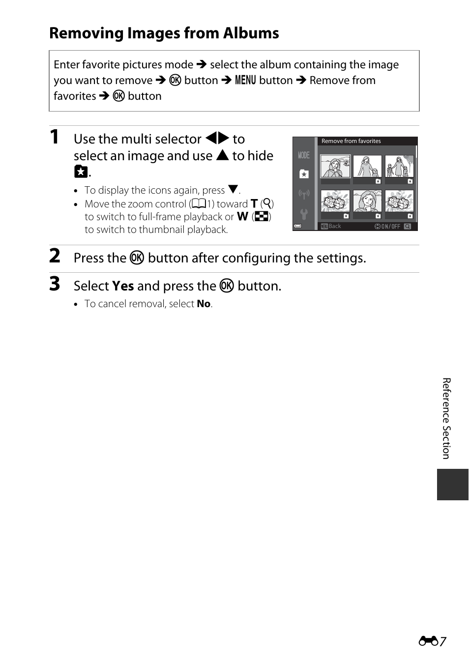 Removing images from albums, E “removing images from albums | Nikon S9600 User Manual | Page 117 / 226