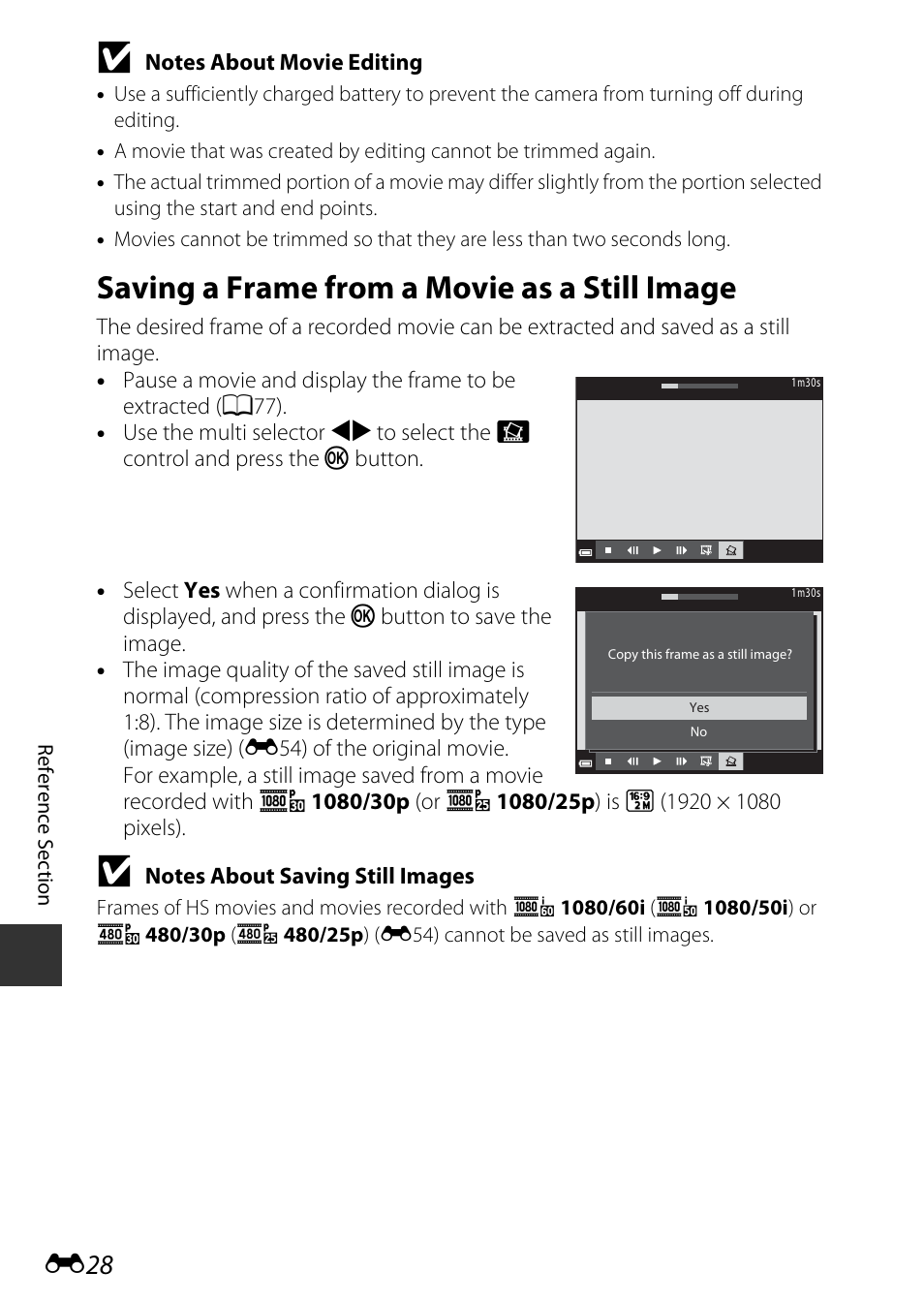 Saving a frame from a movie as a still image | Nikon S9600 User Manual | Page 138 / 226