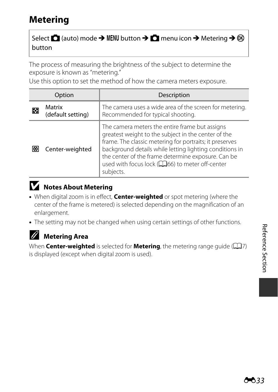 Metering | Nikon S9600 User Manual | Page 143 / 226