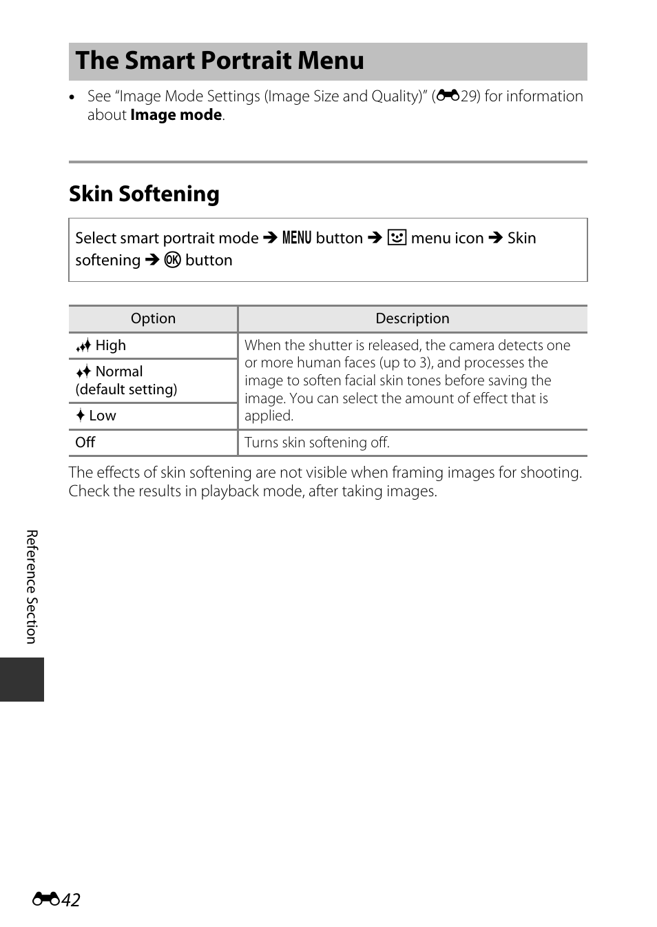 The smart portrait menu, Skin softening | Nikon S9600 User Manual | Page 152 / 226