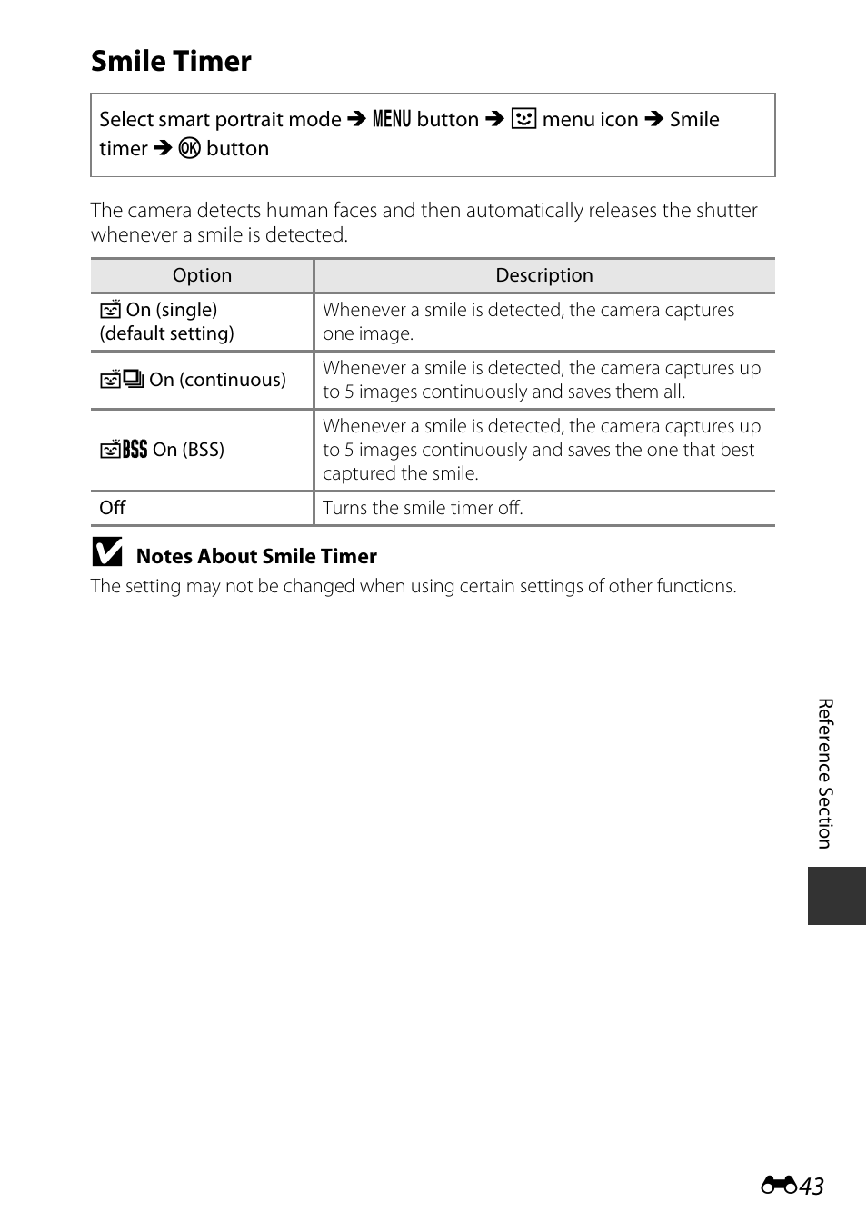 Smile timer | Nikon S9600 User Manual | Page 153 / 226