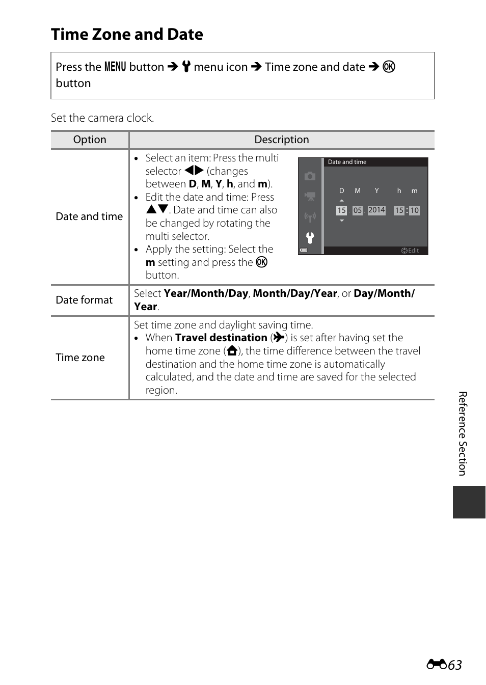 Time zone and date | Nikon S9600 User Manual | Page 173 / 226